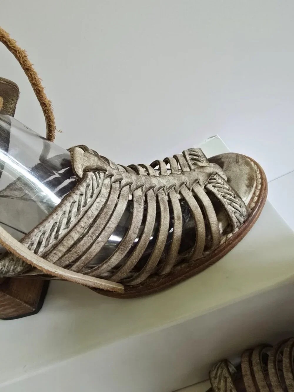 Freebird Beliz Belize Taupe Leather Lace Up Gladiator Sandals Open Toe Heels 9 - Picture 10 of 13